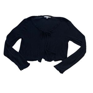 Gaze Black Ribbed Long Sleeve Top